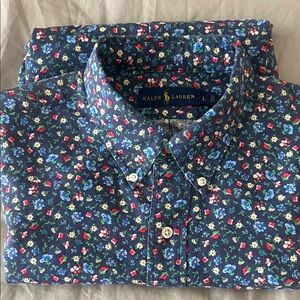 Ralph Lauren Men's Navy Floral Button Down Shirt